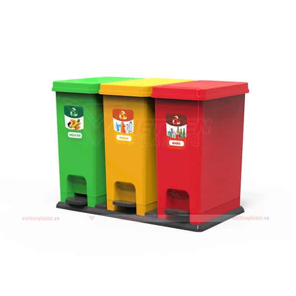 Thùng Rác Phân Loại 3 Ngăn